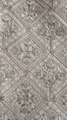 A loyal champagne beige and dusty pink art silk resham zari & sequin embroidered nehru jacket for men 5