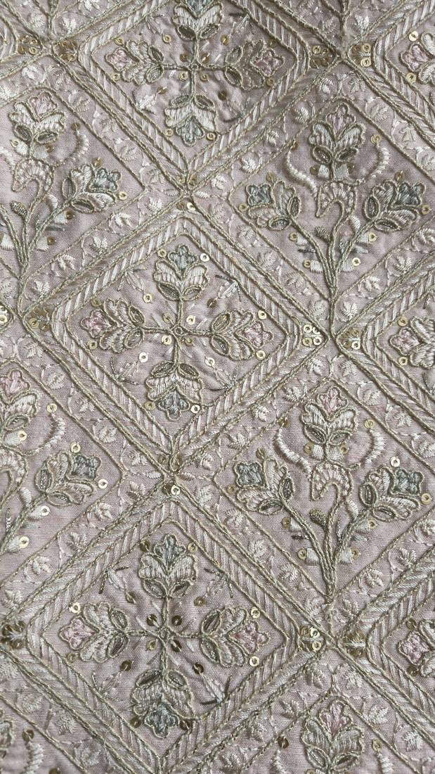 A loyal champagne beige and dusty pink art silk resham zari & sequin embroidered nehru jacket for men