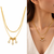 Anti-Tarnish Golden Double-Layer Neck Chain with Elegant Crystal Drop Charms – Modern Luxury Jewellery