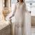 White fendy embroidered kurti palazzo set