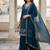 Navy blue fendy embroidered kurti palazzo set