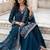 Navy blue fendy embroidered kurti palazzo set