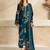 Peacock teal blue mul chanderi embroidered suit set