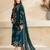 Peacock teal blue mul chanderi embroidered suit set