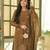 Mustard olive georgette sequin embroidered palazzo suit set