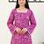 Women's Pink Cotton Floral Printed Kurti with Square Neck and Bell Sleeves