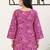 Women's Pink Cotton Floral Printed Kurti with Square Neck and Bell Sleeves