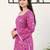 Women's Pink Cotton Floral Printed Kurti with Square Neck and Bell Sleeves