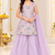 Lilac floral embroidered georgette kurti palazzo suit set for girls