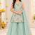 Mint green floral embroidered georgette kurti palazzo suit set for girls