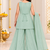 Mint green floral embroidered georgette kurti palazzo suit set for girls