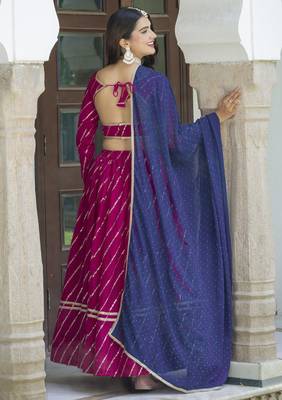 Graceful Pink Faux Georgette Embroidery Sequins, Thread Work With Lace Indian Latest Design lehenga choli 4