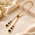 Anti-Tarnish Golden Heart Cascade Neck Chain with Elegant Black Heart Charms