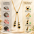 Anti-Tarnish Golden Heart Cascade Neck Chain with Elegant Black Heart Charms