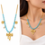Anti-Tarnish Golden Butterfly Charm Neck Chain with Sky Blue Beads and Elegant Crystal Accents