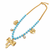 Anti-Tarnish Golden Butterfly Charm Neck Chain with Sky Blue Beads and Elegant Crystal Accents