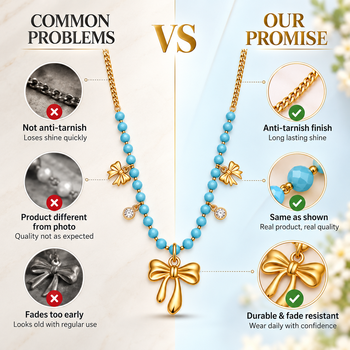 Anti-Tarnish Golden Butterfly Charm Neck Chain with Sky Blue Beads and Elegant Crystal Accents 4