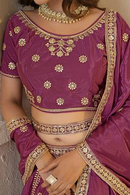 lovely Regal Pink Chinon Silk Embroidery Zari, Sequins  Work Indian Latest Designer lehenga choli 3