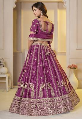 lovely Regal Pink Chinon Silk Embroidery Zari, Sequins  Work Indian Latest Designer lehenga choli 4