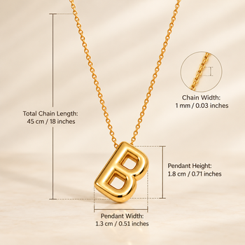 Anti-Tarnish Golden BB Pendant Neck Chain – Chic, Minimalist & Timeless Statement Jewellery for Everyday Elegance 5