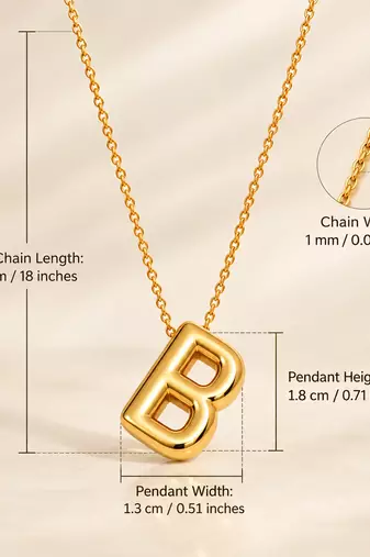 Anti-Tarnish Golden BB Pendant Neck Chain – Chic, Minimalist & Timeless Statement Jewellery for Everyday Elegance