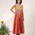 Rust orange embroidered chanderi halter panel dress