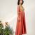 Rust orange embroidered chanderi halter panel dress