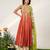 Rust orange and ivory embroidered organza chanderi anarkali set