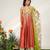 Rust orange and ivory embroidered organza chanderi anarkali set