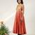 Rust orange embroidered chanderi halter panel dress