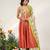 Rust orange and ivory embroidered organza chanderi anarkali set