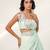 Cruise blue and ivory embroidered organza and georgette sharara set