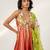 Rust orange and ivory embroidered organza chanderi anarkali set