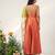 Rust orange and ivory embroidered organza chanderi anarkali set