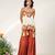 Ivory and rust embroidered organza georgette sharara set