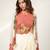 Rust orange and ivory embroidered organza georgette jacket skirt set