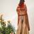 Golden and rust embroidered glass tissue and cotton sharara set