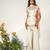 Ivory and tangerine orange embroidered organza and georgette short kurta set