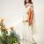 Ivory and tangerine orange embroidered organza and georgette short kurta set