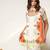 Ivory and tangerine orange embroidered organza and georgette short kurta set