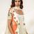 Ivory and tangerine orange embroidered organza and georgette short kurta set