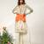 Ivory and tangerine orange embroidered organza and crepe kurta set
