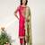 Fuchsia pink embroidered chanderi and georgette kurta set