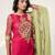 Fuchsia pink embroidered chanderi and georgette kurta set