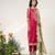 Fuchsia pink embroidered chanderi and georgette kurta set