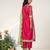 Fuchsia pink embroidered chanderi and georgette kurta set