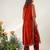 Golden and rust embroidered tissue velvet kurta pant set