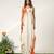 Ivory and tangerine orange embroidered crepe dress