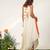 Ivory and tangerine orange embroidered crepe dress