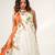 Ivory and tangerine orange embroidered crepe dress